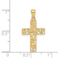 14K Leaf Cross Pendant-C4690