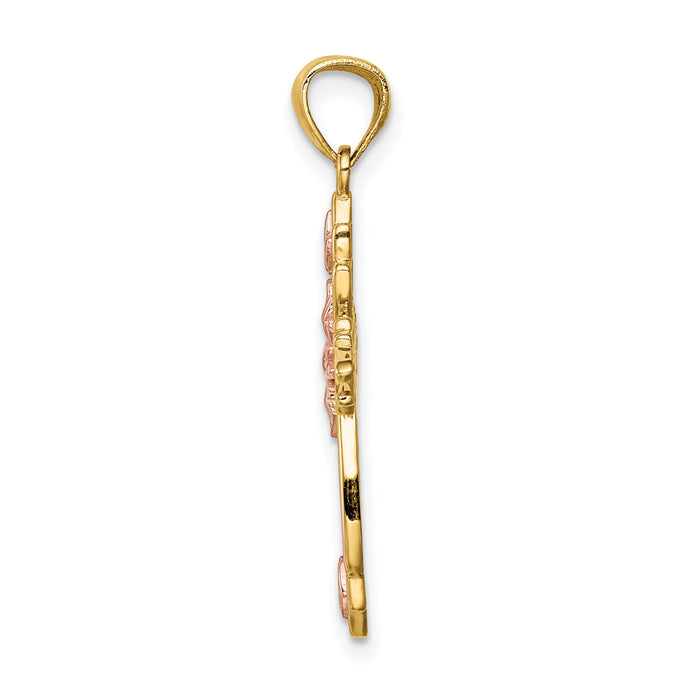 14K Two-Tone Cross Pendant-C4692