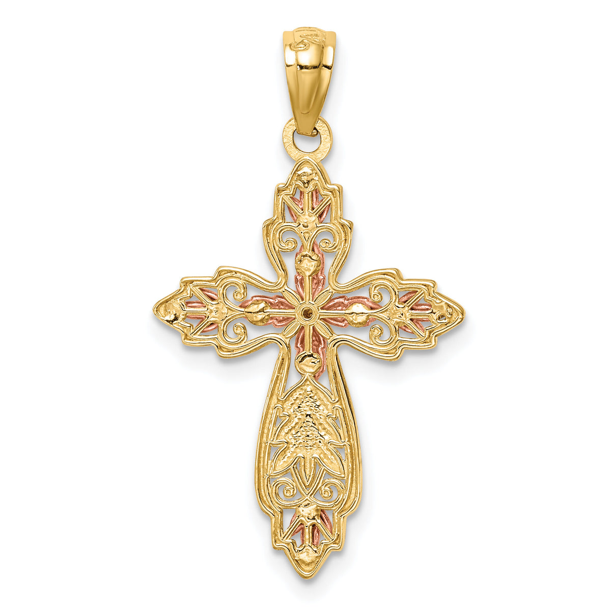 14K Two-Tone Cross Pendant-C4692