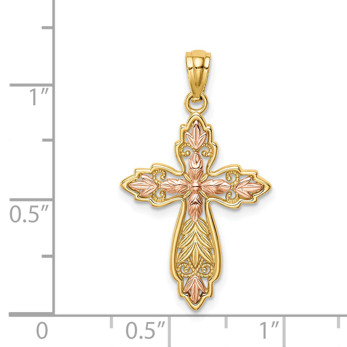 14K Two-Tone Cross Pendant-C4692