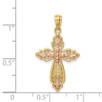 14K Two-Tone Cross Pendant-C4692