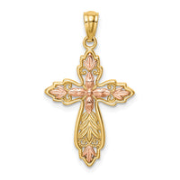 14K Two-Tone Cross Pendant-C4692