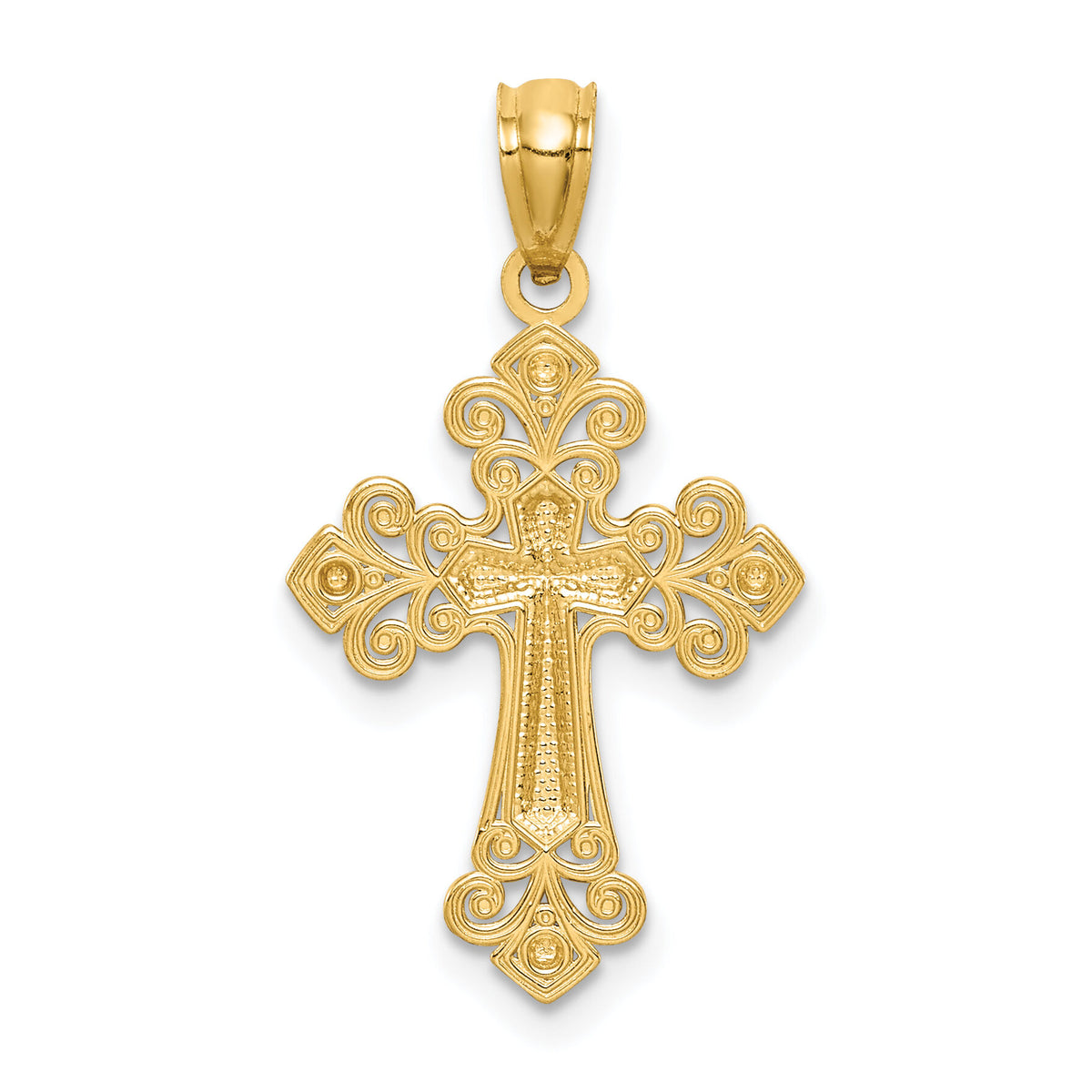 14K w/White Rhodium D/C Cross Pendant-C4695