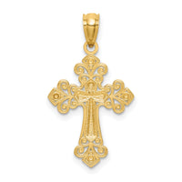 14K w/White Rhodium D/C Cross Pendant-C4695