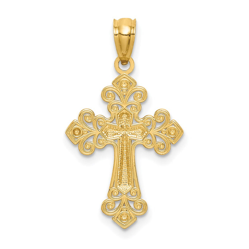 14K w/White Rhodium D/C Cross Pendant-C4695