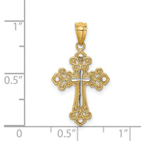 14K w/White Rhodium D/C Cross Pendant-C4695