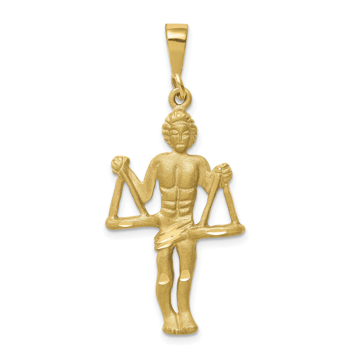 14k Satin Diamond-cut Libra Zodiac Charm-C470