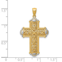 14K White Rhodium D/C Reversible Cross Pendant-C4700