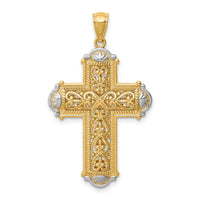 14K White Rhodium D/C Reversible Cross Pendant-C4700