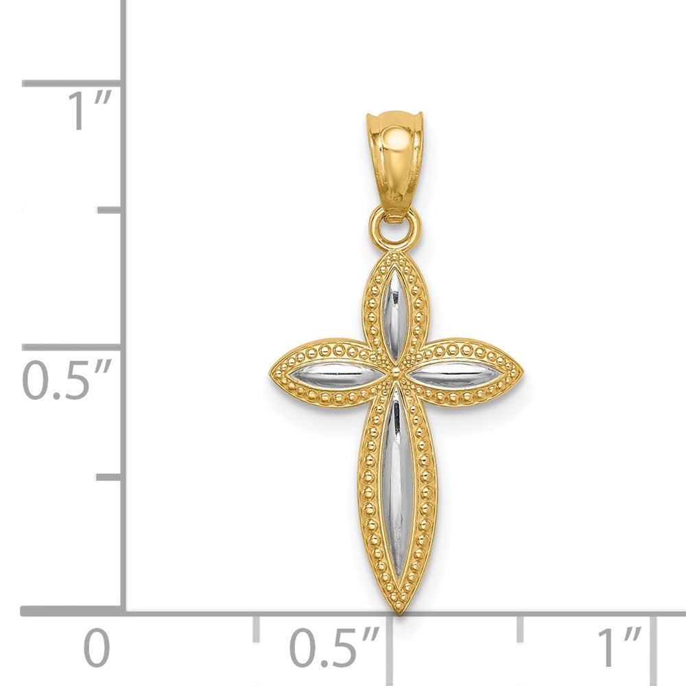 14K White Rhodium Passion Cross Pendant-C4701