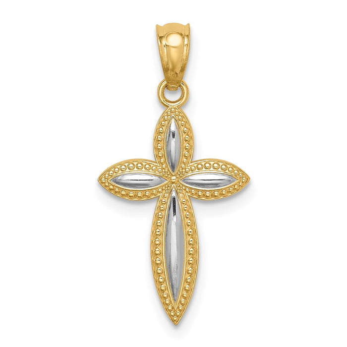 14K White Rhodium Passion Cross Pendant-C4701