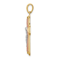 14K Two-tone White Rhodium INRI Crucifix Pendant-C4703