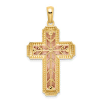 14K Two-tone White Rhodium INRI Crucifix Pendant-C4703