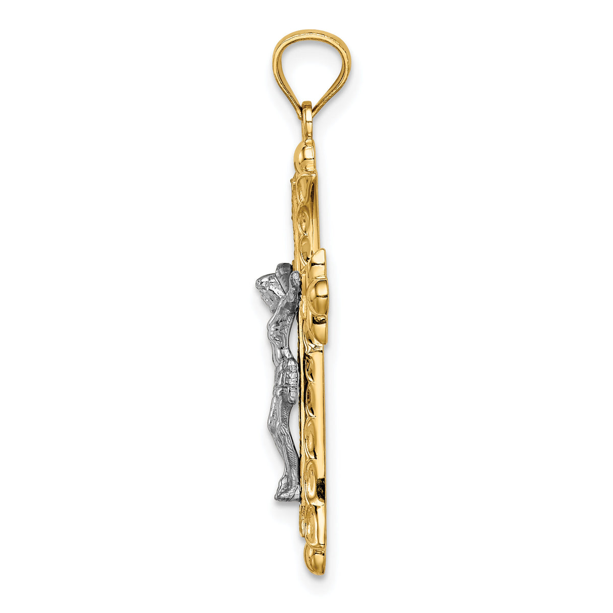 14K Two-Tone Florentine Crucifix-C4704