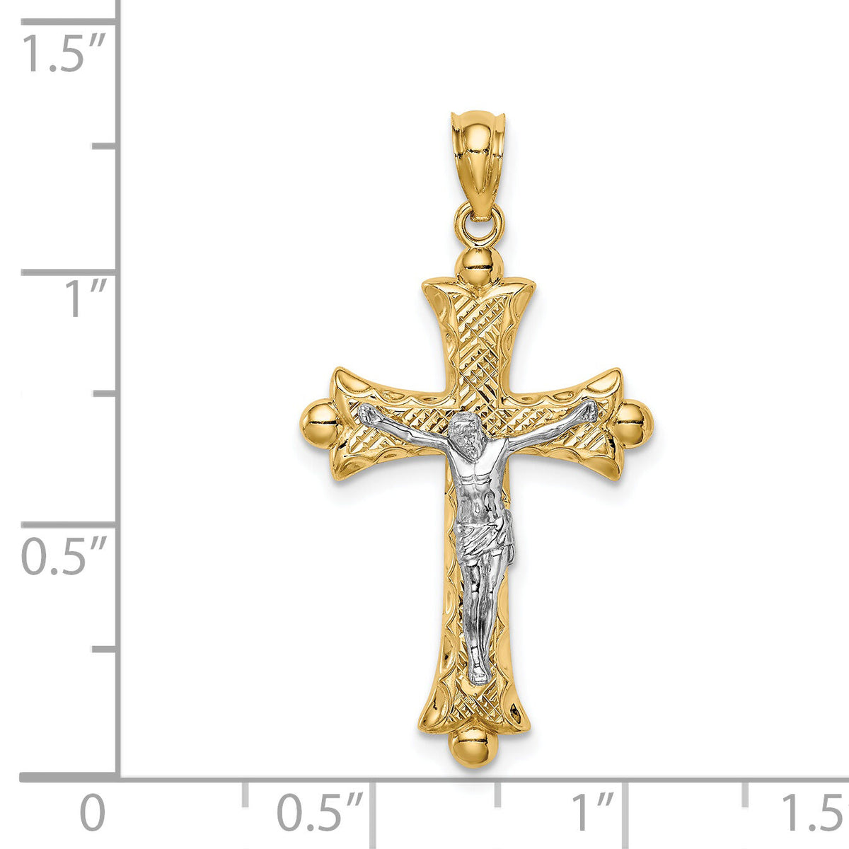 14K Two-Tone Florentine Crucifix-C4704