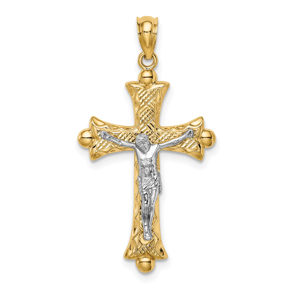 14K Two-Tone Florentine Crucifix-C4704