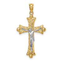 14K Two-Tone Florentine Crucifix-C4704