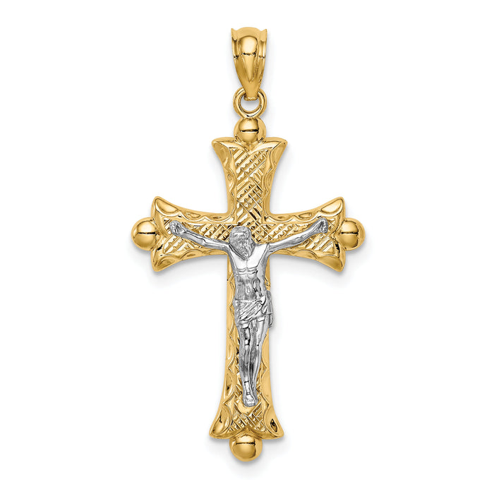 14K Two-Tone Florentine Crucifix-C4704