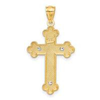 14K Two-Tone w/Rhodium Inri Budded Crucifix-C4705