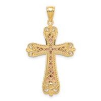 14K Tri-Color D/C w/White Rhodium Crucifix Pendant-C4706