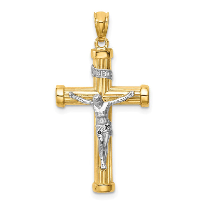 14K Two-Tone Inri Crucifix-C4707
