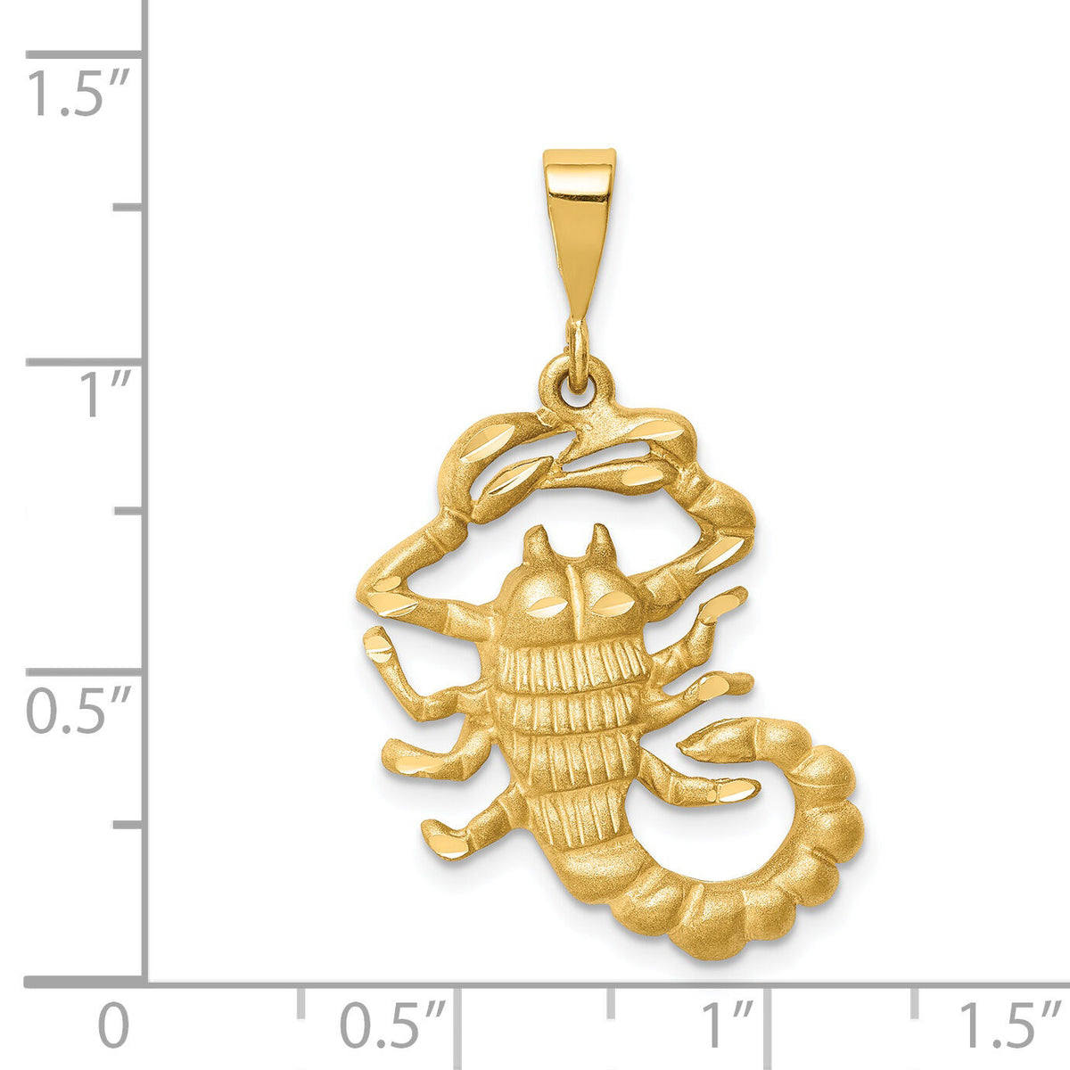 14k Satin Diamond-cut Scorpio Zodiac Charm-C471