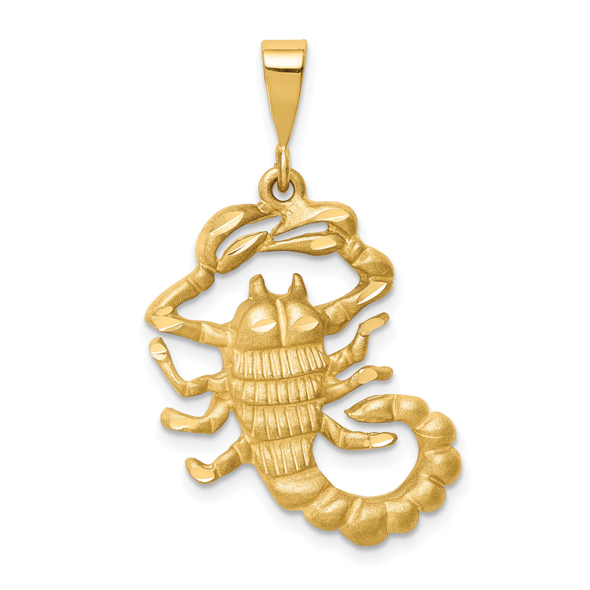 14k Satin Diamond-cut Scorpio Zodiac Charm-C471