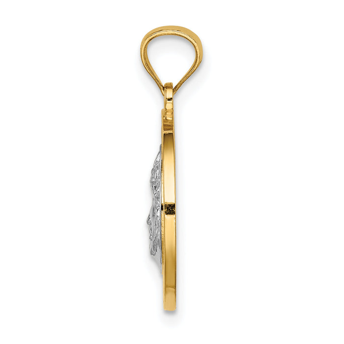 14K w/White Rhodium Jesus Medal-C4710