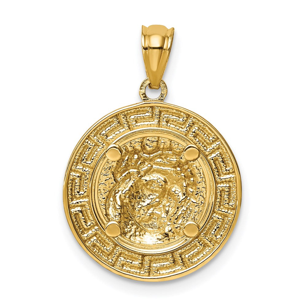14K w/White Rhodium Jesus Medal-C4710