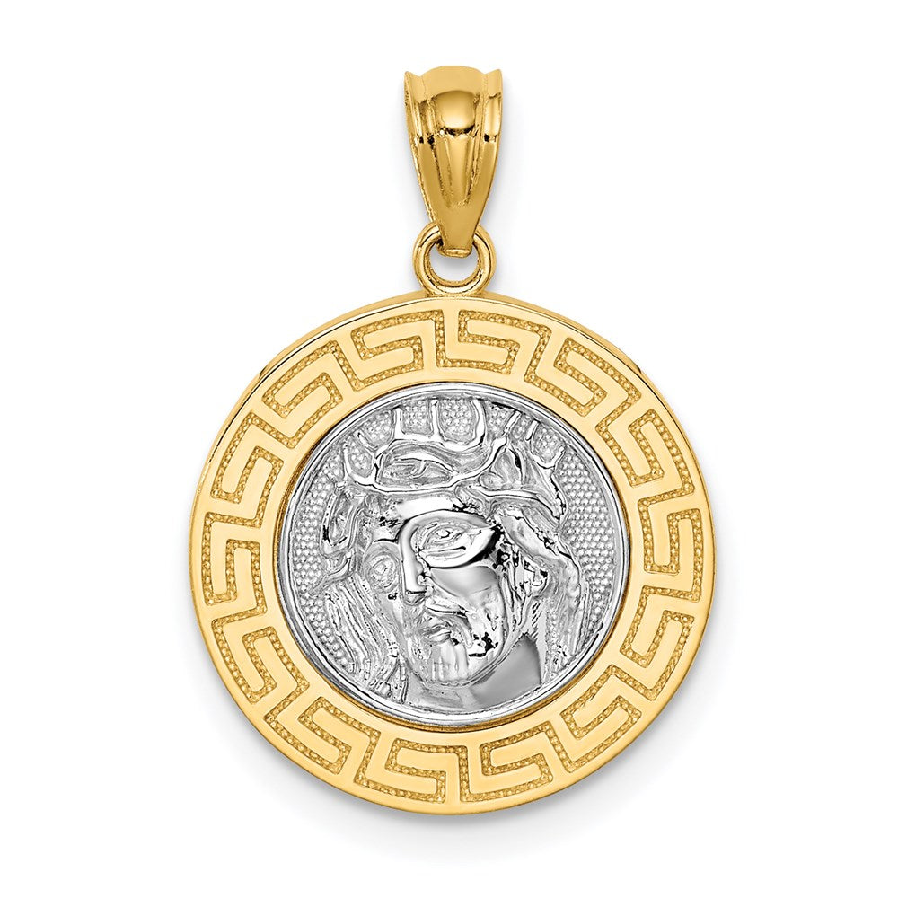 14K w/White Rhodium Jesus Medal-C4710