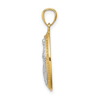 14K White Rhodium Polished Miraculous Medal Pendant-C4712