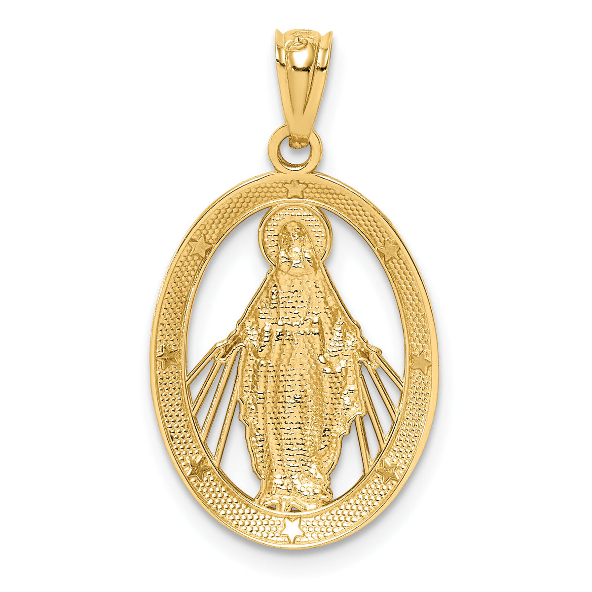 14K White Rhodium Polished Miraculous Medal Pendant-C4712