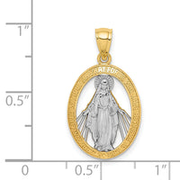 14K White Rhodium Polished Miraculous Medal Pendant-C4712