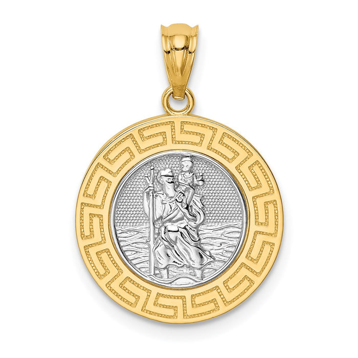 14K w/ Rhodium St. Christopher Medal-C4713