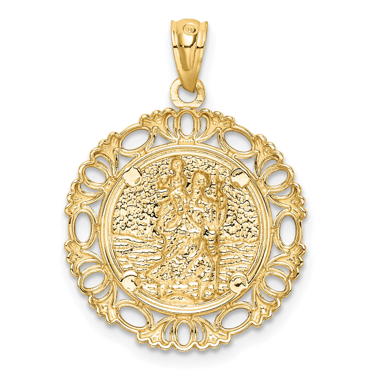14K w/ Rhodium St. Christopher Medal-C4714