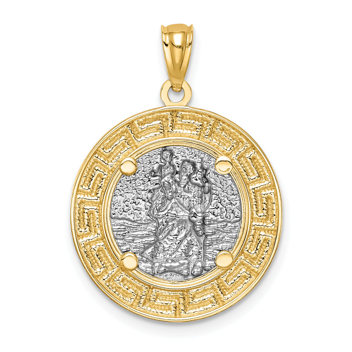 14K w/ Rhodium St. Christopher Medal-C4715