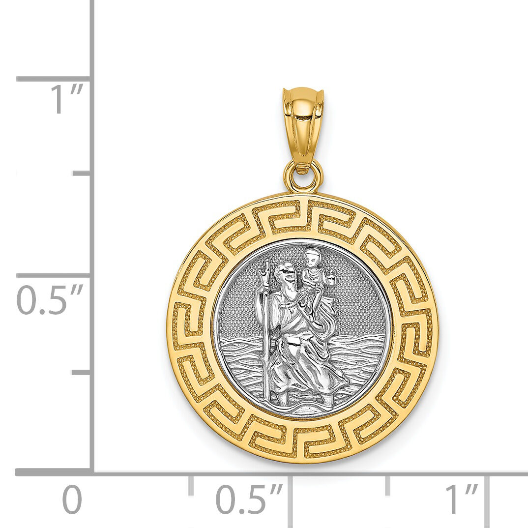 14K w/ Rhodium St. Christopher Medal-C4715