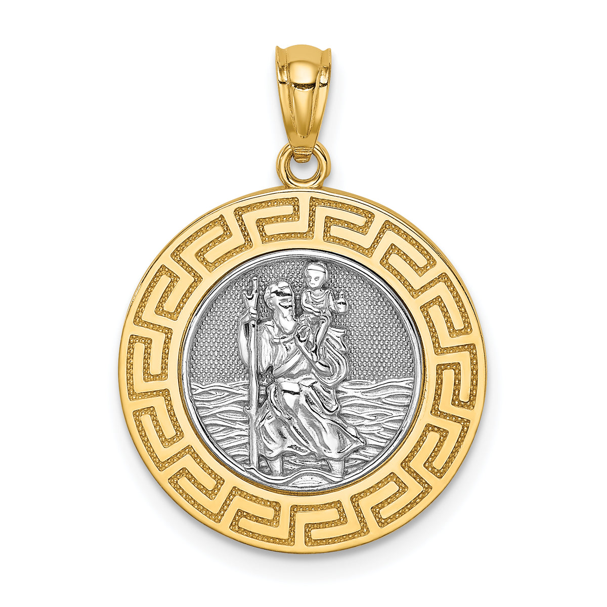 14K w/ Rhodium St. Christopher Medal-C4715