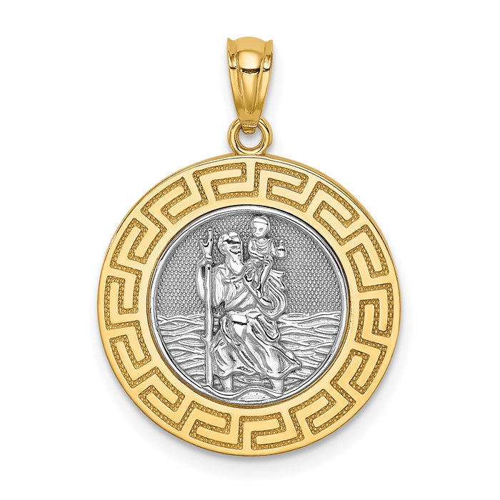 14K w/ Rhodium St. Christopher Medal-C4715