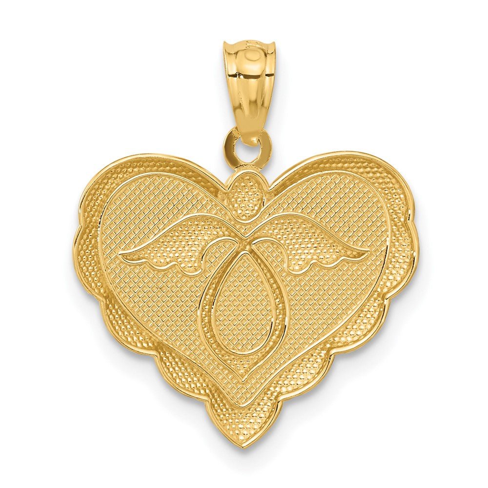 14K Yellow Gold Angel in Heart Pendant-C4716