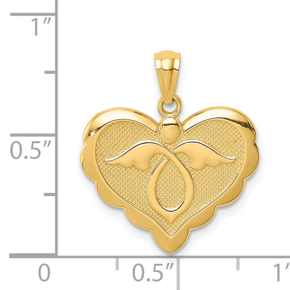14K Yellow Gold Angel in Heart Pendant-C4716