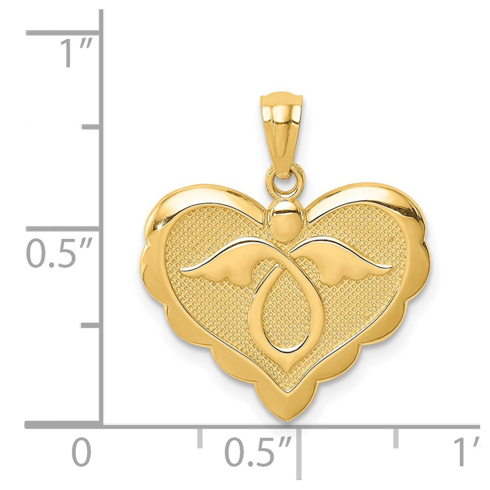 14K Yellow Gold Angel in Heart Pendant-C4716