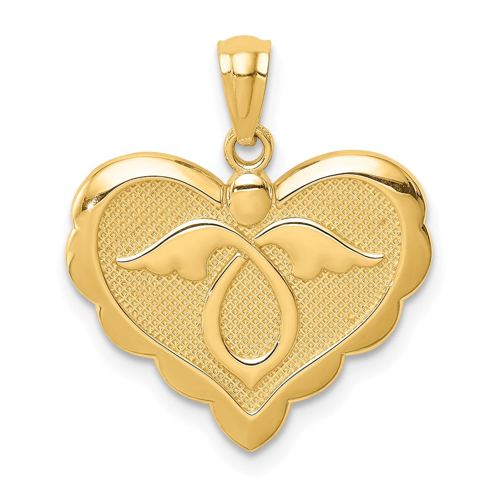 14K Yellow Gold Angel in Heart Pendant-C4716