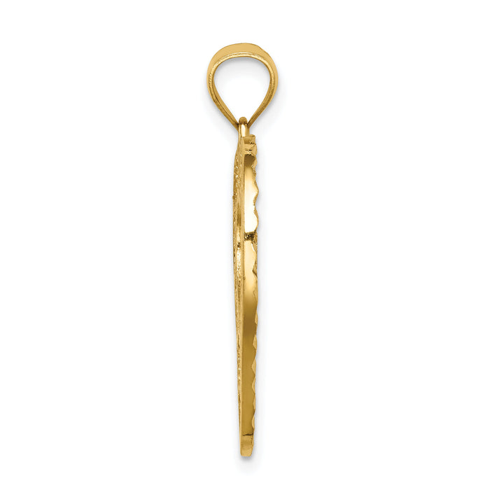 14K Diamond-cut Heart Pendant-C4717