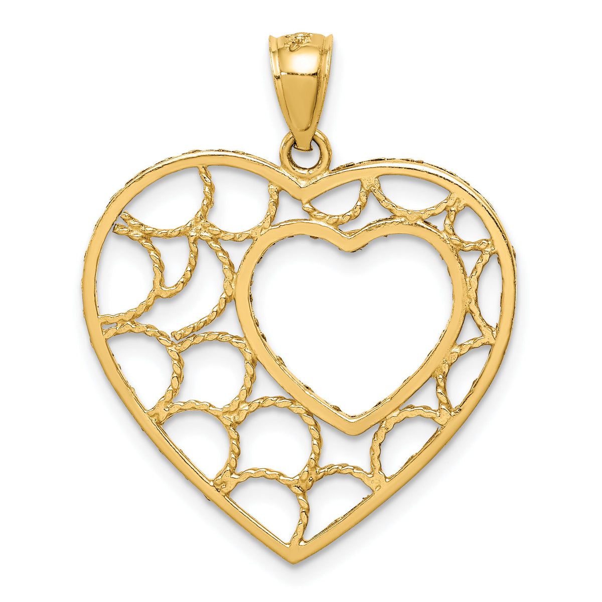 14K Diamond-cut Heart Pendant-C4717