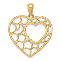 14K Diamond-cut Heart Pendant-C4717