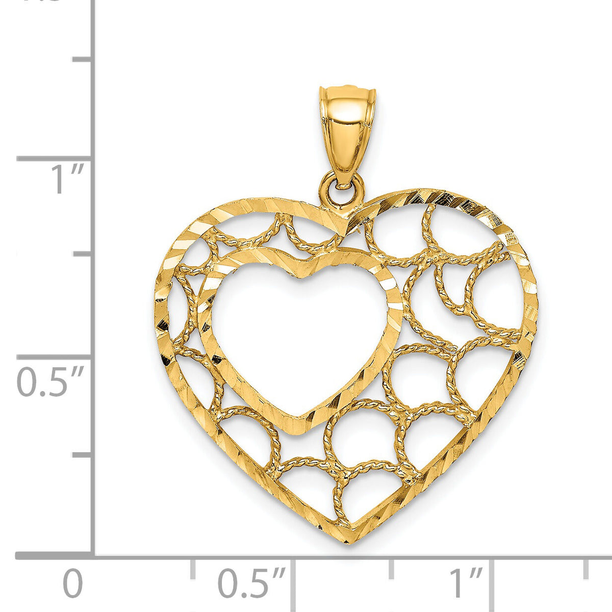 14K Diamond-cut Heart Pendant-C4717