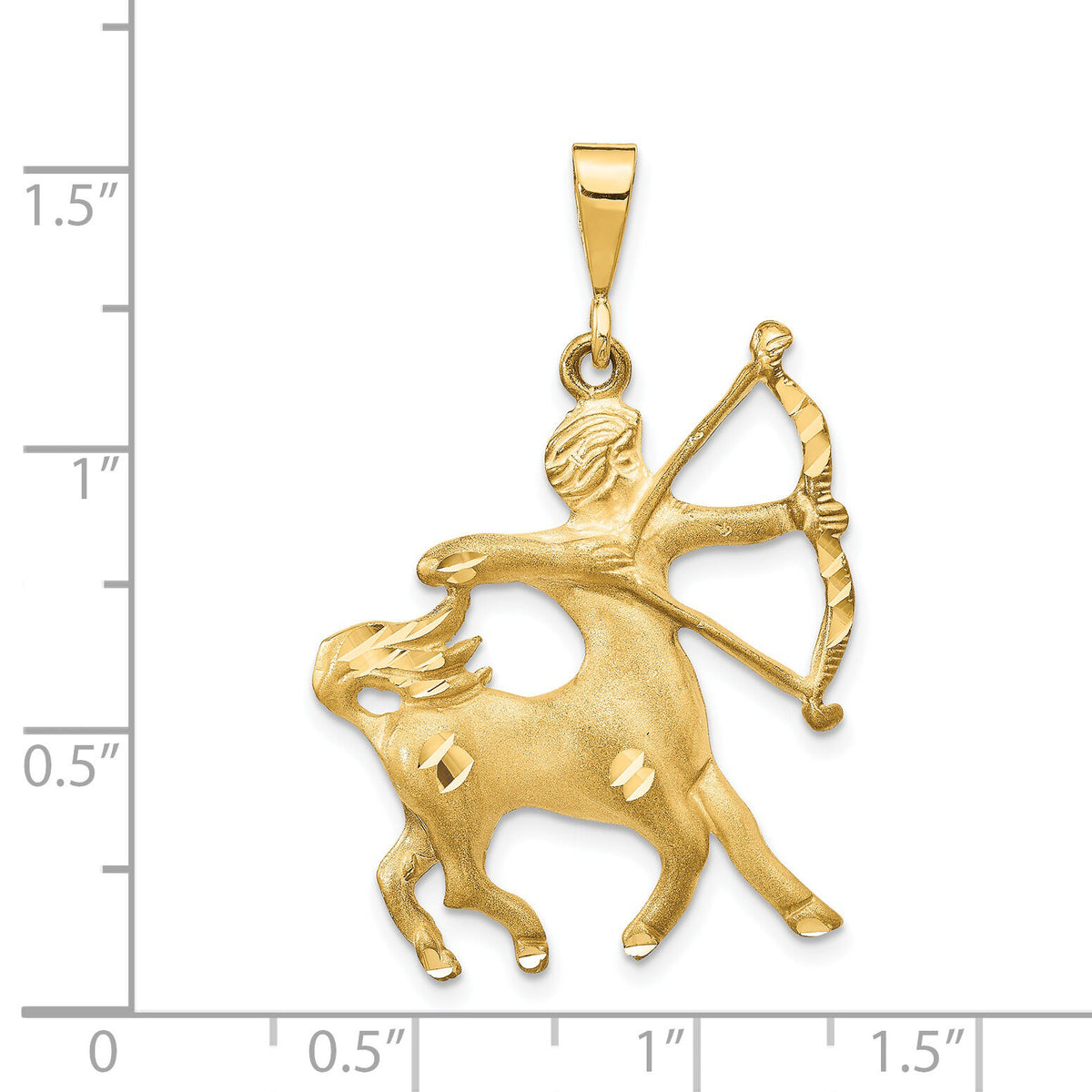 14k Satin Diamond-cut Sagittarius Zodiac Charm-C472