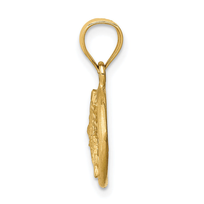 14K D/C Brushed Hummingbird Pendant-C4720