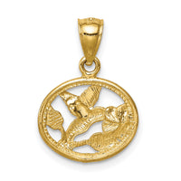 14K D/C Brushed Hummingbird Pendant-C4720
